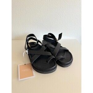 NWT Liberté Black Leather Strappy Sandal Ankle Strap Buckle Closure EU 40 US 9.5
